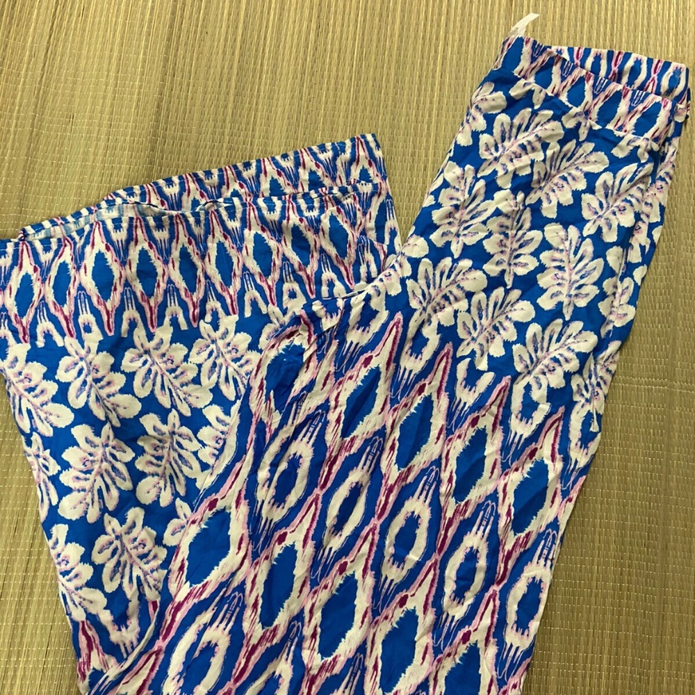 Romeo & Juliet Couture Floral Blue Wide Leg Pants Size Small S